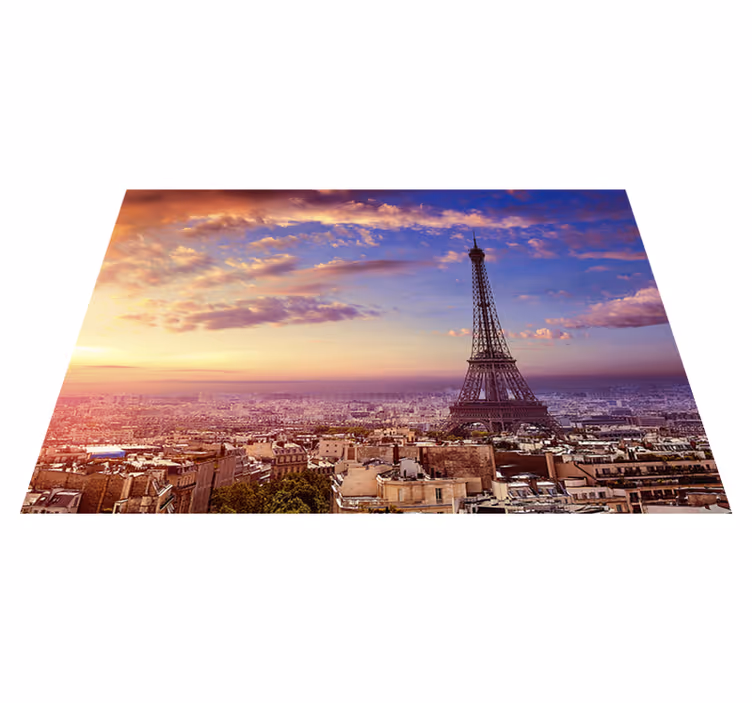 Vinyl teppich lila mit blick auf paris - TenStickers