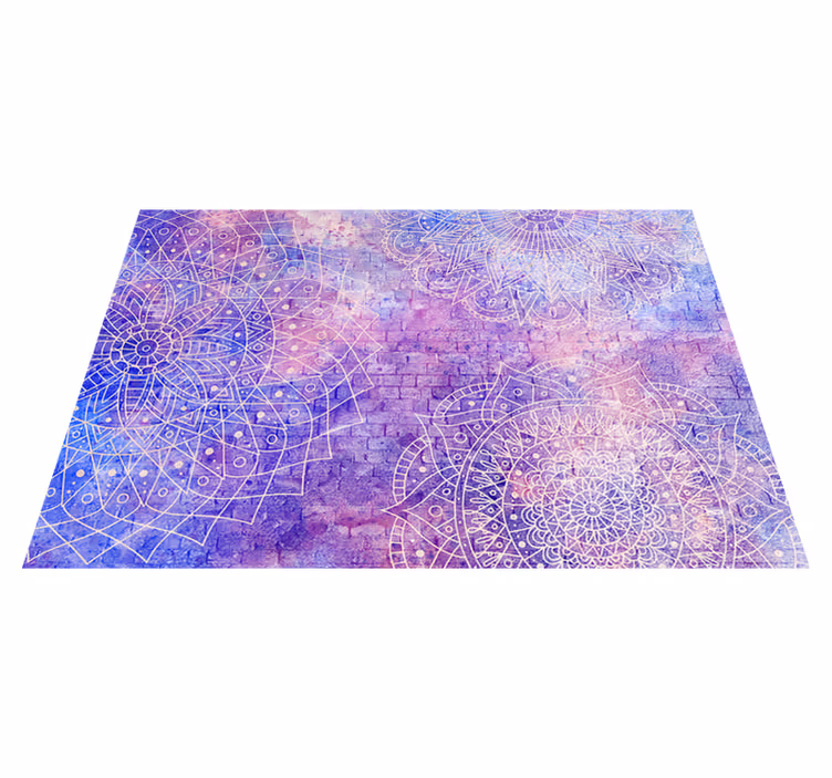 Lila vinyl teppich mit mandala-muster auf ziegelwand - TenStickers