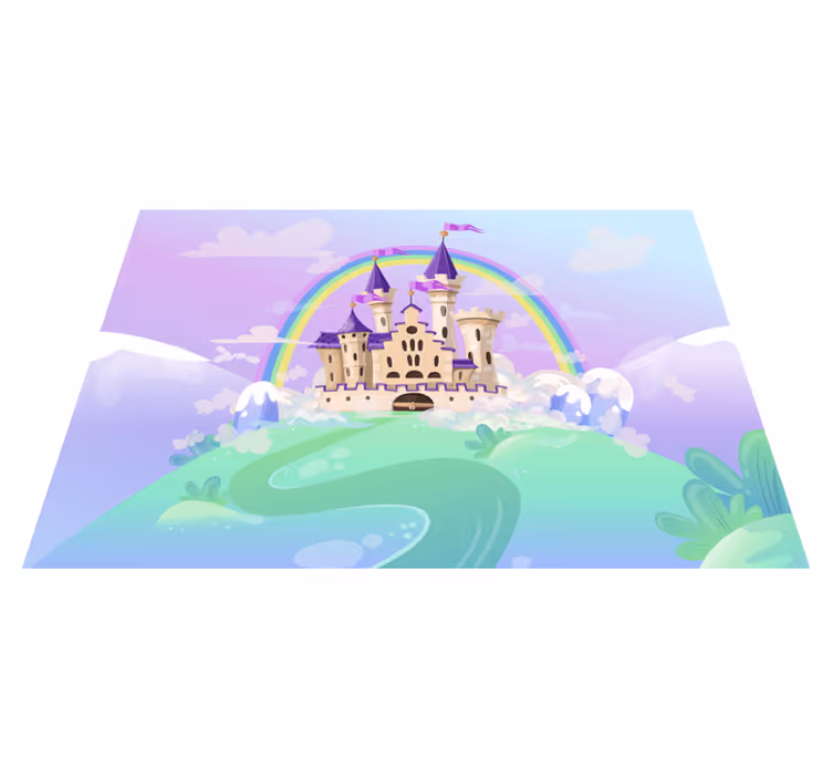 Lila vinyl teppich prinzessinnen schloss wandbild - TenStickers