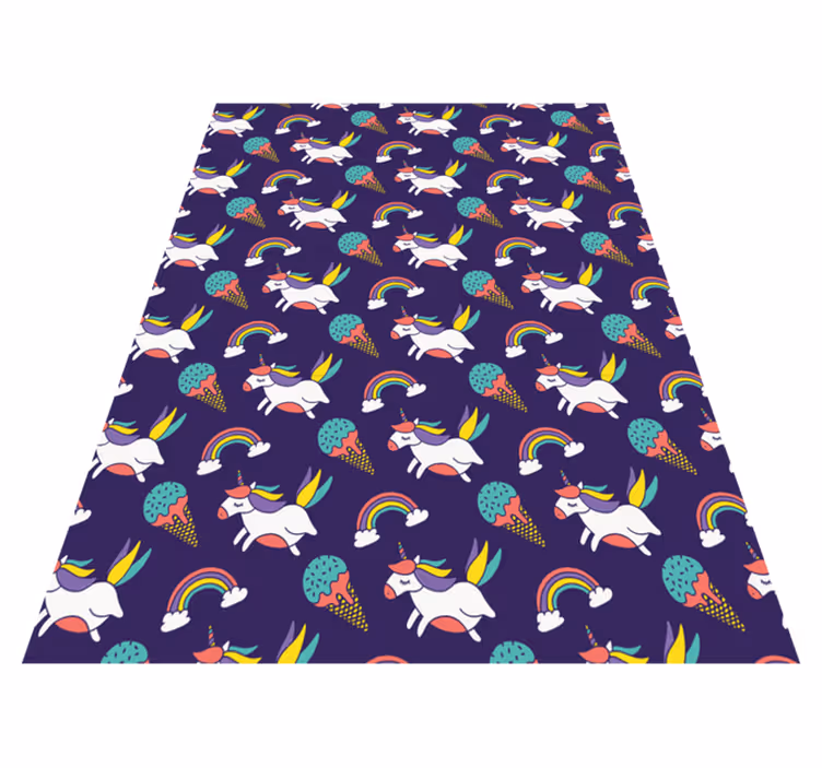 Lila vinyl teppich mit handgezeichnetem einhornmuster - TenStickers