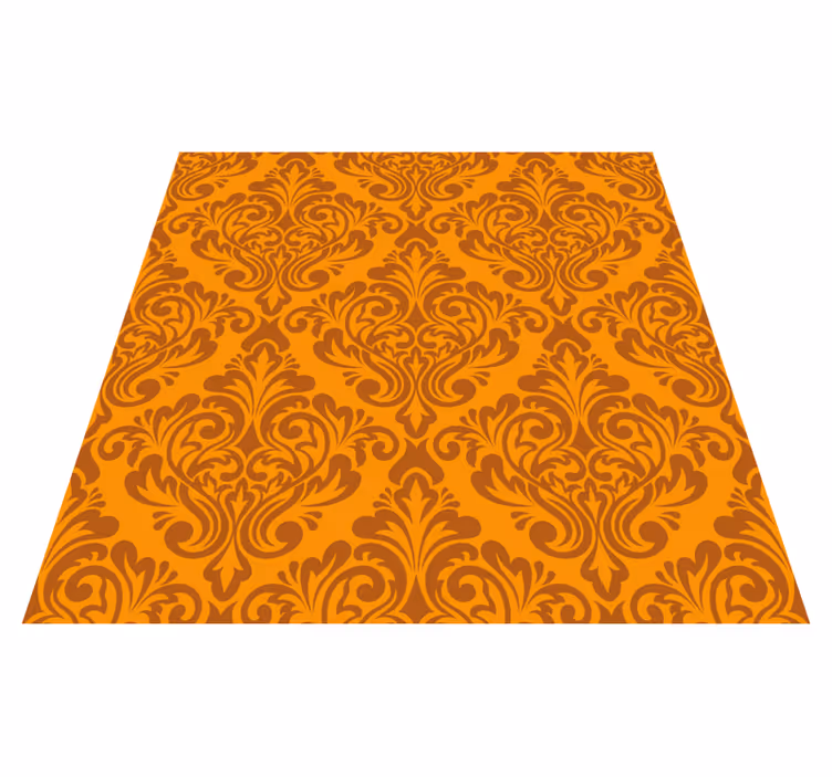 Vinyl teppich orange vintage orange damast - TenStickers