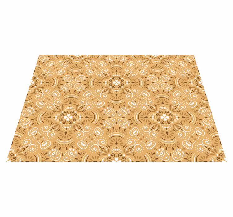 Vinyl teppich orange mit vintage beigem ornamente-muster - TenStickers