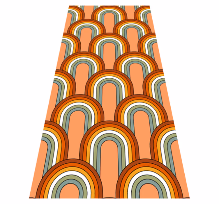 Vinyl teppich orange im regenbogenmuster der 70er - TenStickers
