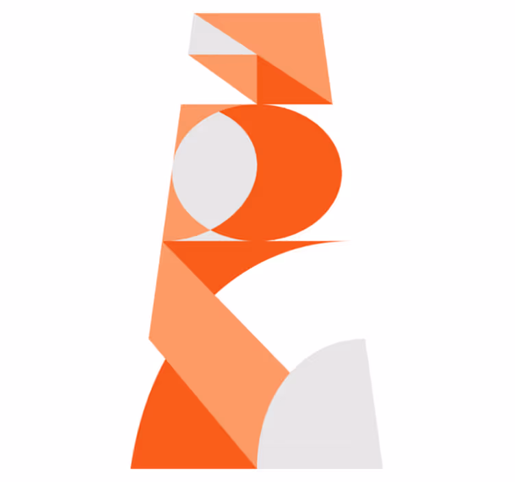 Vinyl teppich orange in orange-weißer farbblockgestaltung - TenStickers