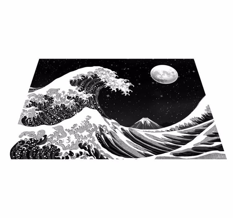Vinyl teppich schwarz kanagawa-welle bei nacht - TenStickers