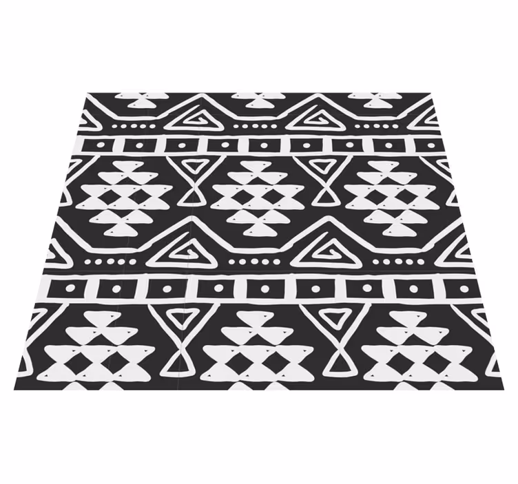 Vinyl teppich schwarz mit schwarz-weißem boho-muster - TenStickers