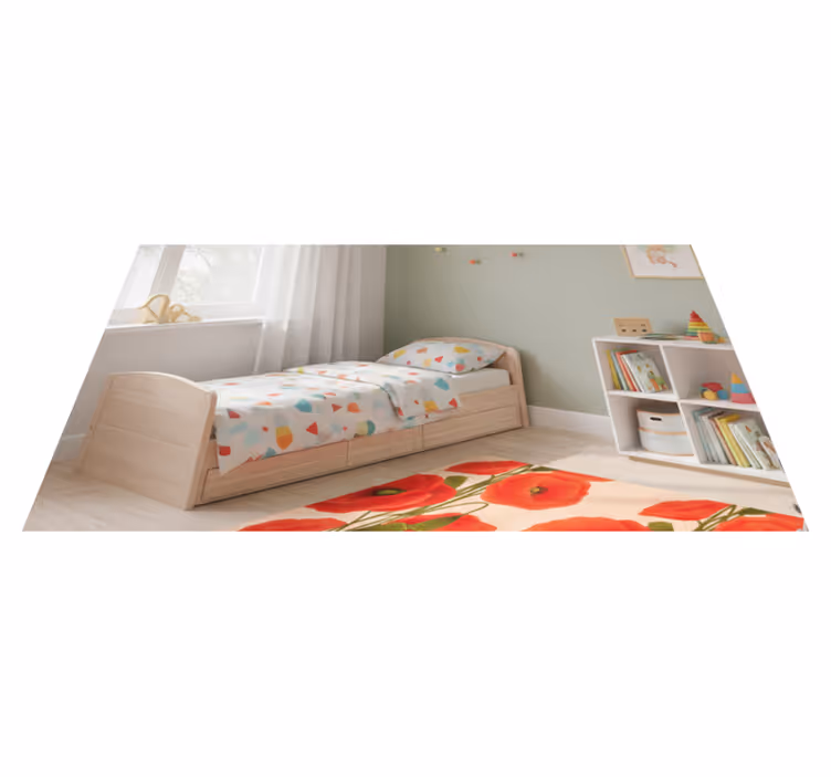 Vinyl teppich rot mit mohnblumenmuster - TenStickers