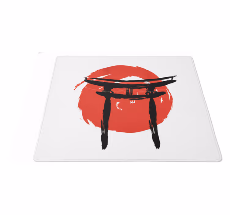 Vinyl teppich rot mit japanischem bemaltem tor - TenStickers