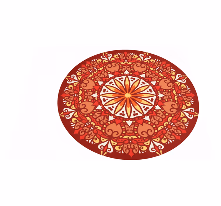 Vinyl teppich rot mit buntem mandala design - TenStickers