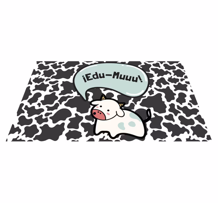 Vinyl Teppich Kinder Kuhmuster mit Text - TenStickers