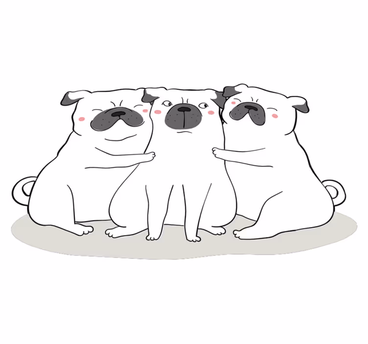 Vinyl Teppich Tiere niedliches Mops-Trio - TenStickers
