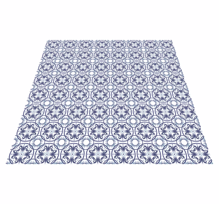 Vinyl Teppich geometrische Fliesenoptik Blau-Weiß - TenStickers