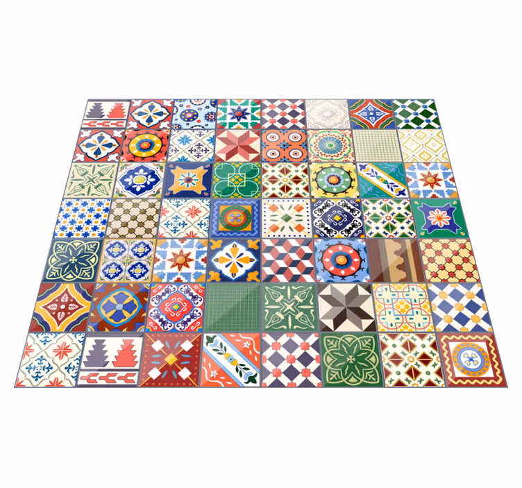 Vinyl Teppich Fliesenoptik buntes Mosaikfliesen-Muster - TenStickers