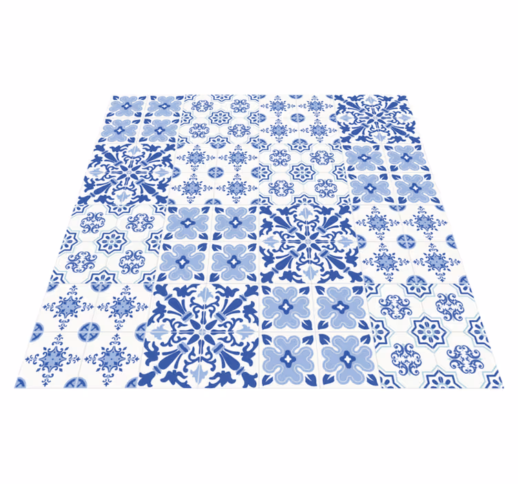 Vinyl Teppich Fliesenoptik blauer Flieseneffekt - TenStickers