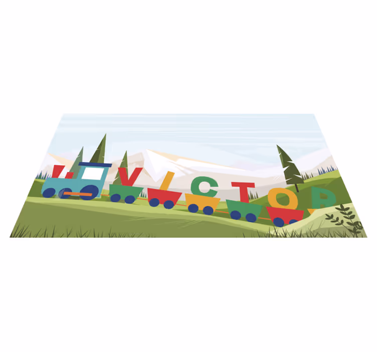 Wunderbare personalisierte zug babys vinyl teppich - TenStickers