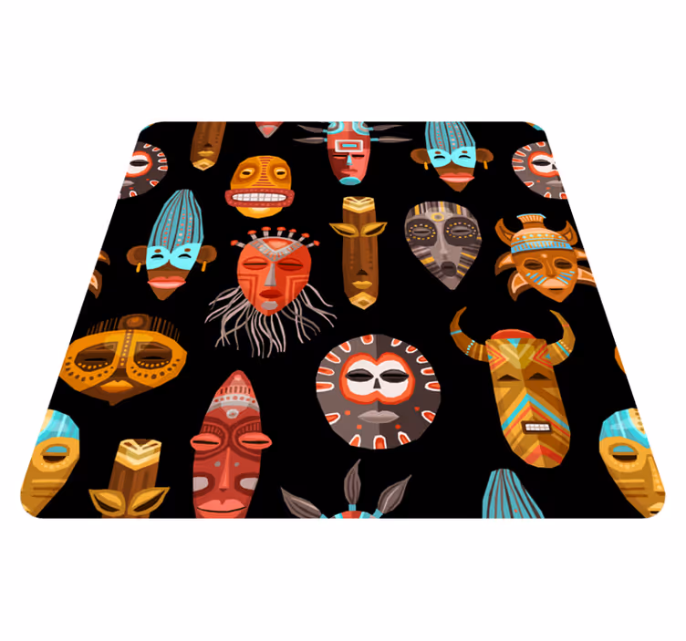Vinyl Teppich Wohnzimmer tribal Mask Motif Ensemble - TenStickers