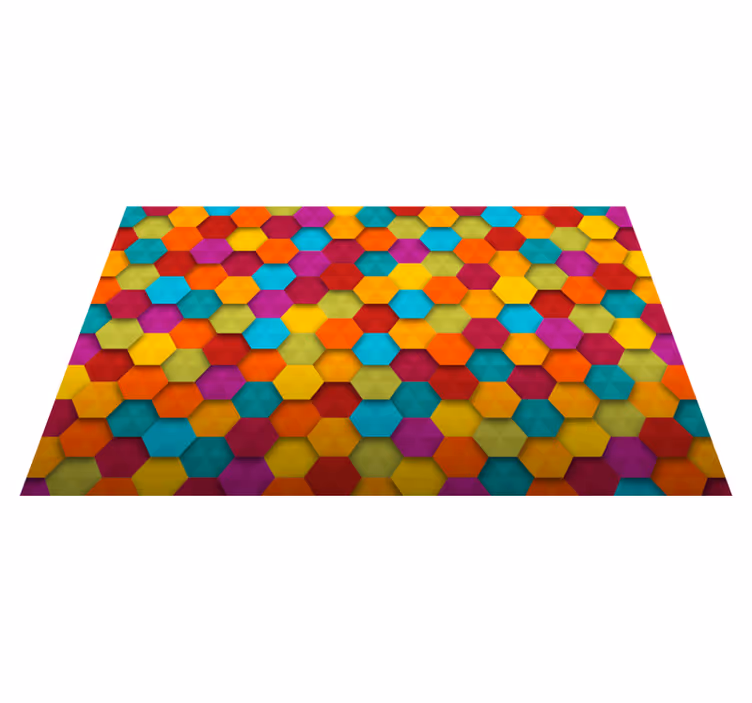 Vinyl Teppich geometrisch buntes Sechseckmuster - TenStickers