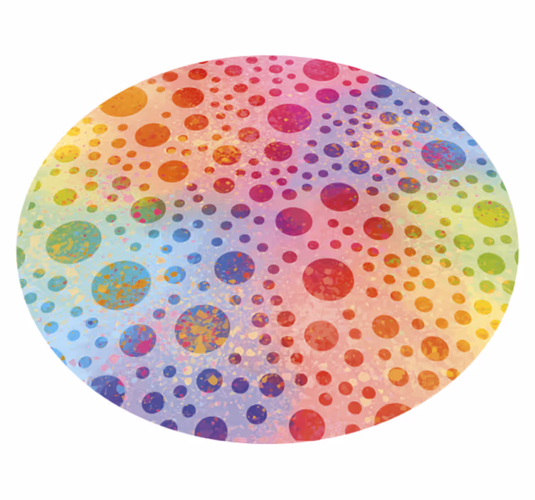 Vinyl Teppich rund bunt gepunktetes kreisförmiges Design - TenStickers