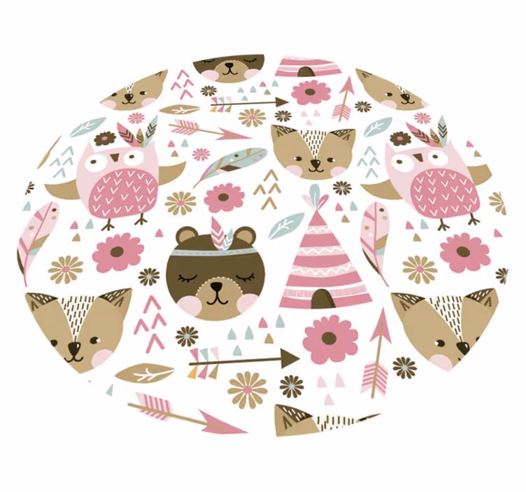 Vinyl Teppich rund kinder Tiermuster - TenStickers