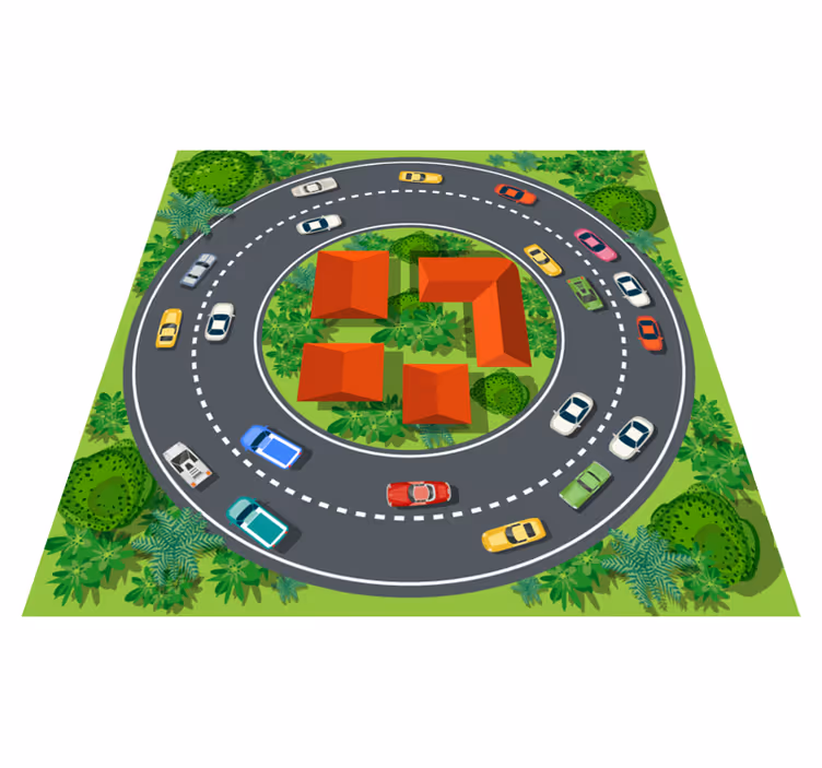 Vinyl Teppich kindlich spielerischer rundkurs - TenStickers