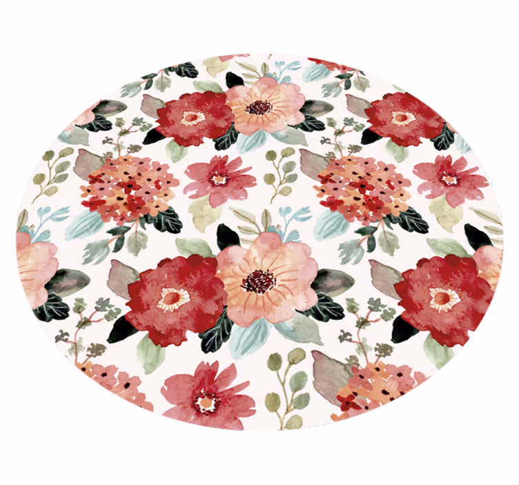 Vinyl Teppich Blumen florales kreismotiv - TenStickers