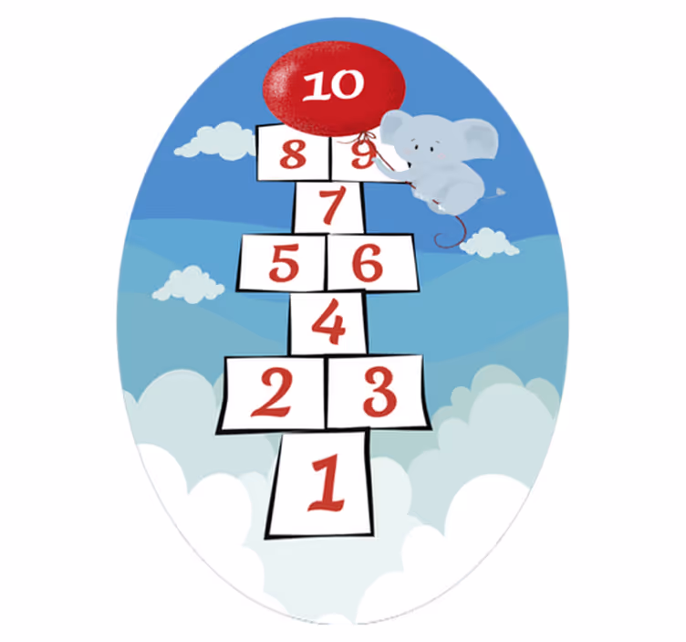 Vinyl Teppich Kinderzimmer himmel und hölle ballon elefant - TenStickers