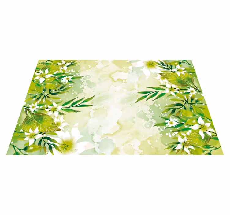 Vinyl Teppich Blumen botanisches grün - TenStickers