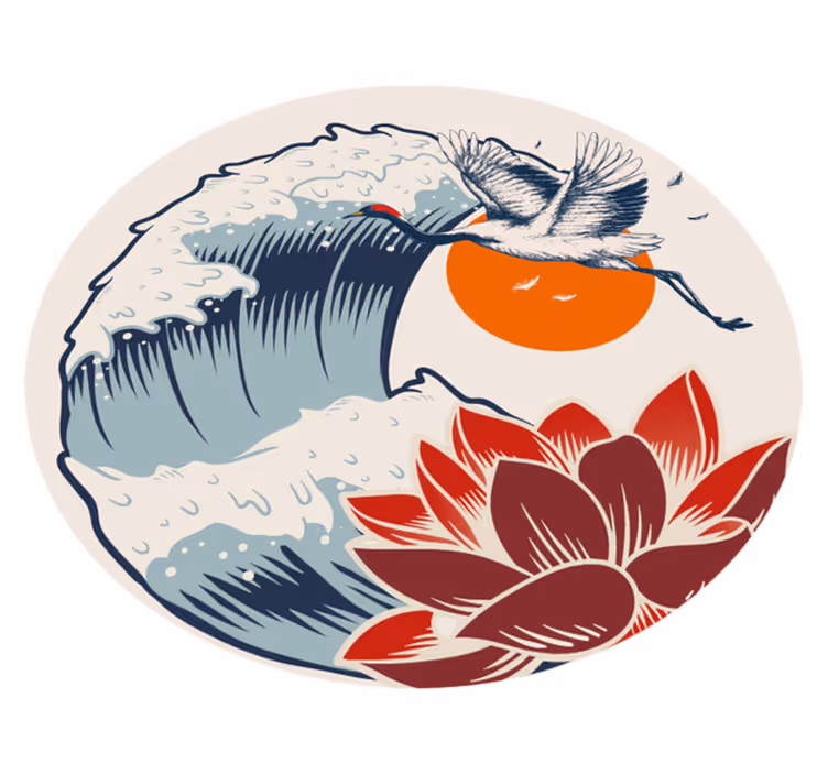 Vinyl Teppich Tiere kran ozean sonnenuntergang - TenStickers