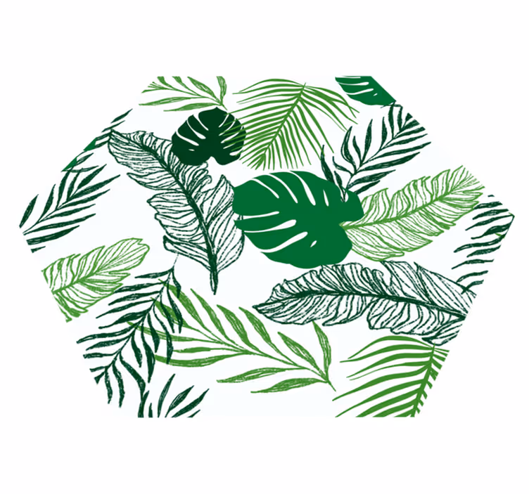 Vinyl Teppich Blumen tropisches laubsechseck - TenStickers