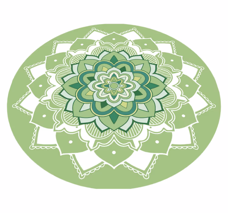 Grüner floraler mandala-vinylteppich - TenStickers