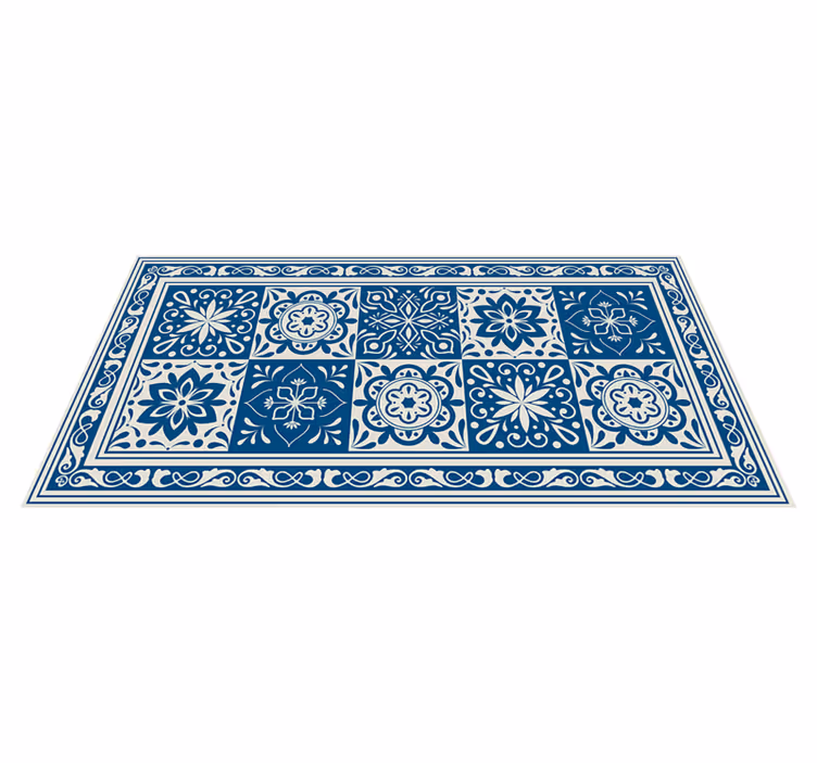Erstaunliche klassische blaue fliesen vinyl küchenmatte - TenStickers