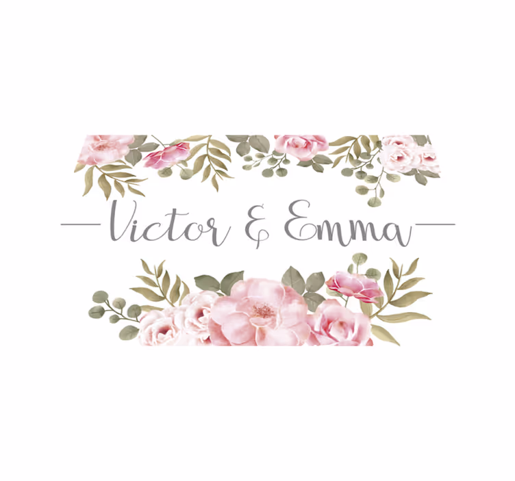 Vinyl Teppich mit Namen personalisierte blumen - TenStickers