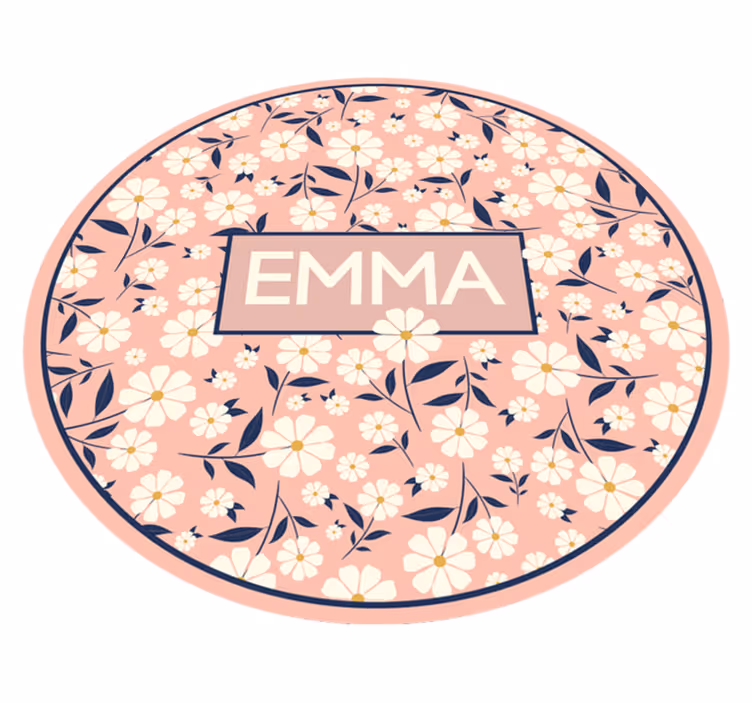 Vinyl Teppich mit Namen personalisierter blumenkreis - TenStickers