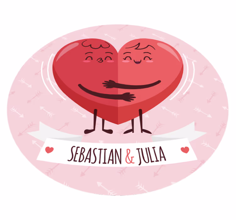 Vinyl Teppich mit Namen personalisierte herzillustration - TenStickers