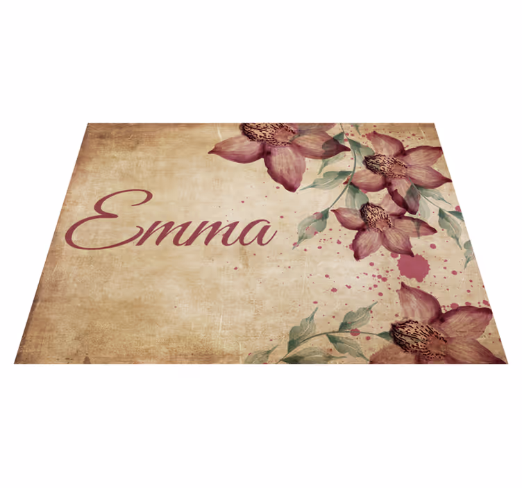 Vinyl Teppich mit Namen individuelle blumen - TenStickers