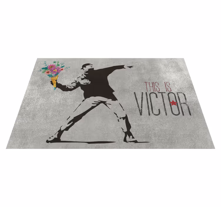 Vinyl Teppich mit Namen personalisierter blumenstrauß - TenStickers