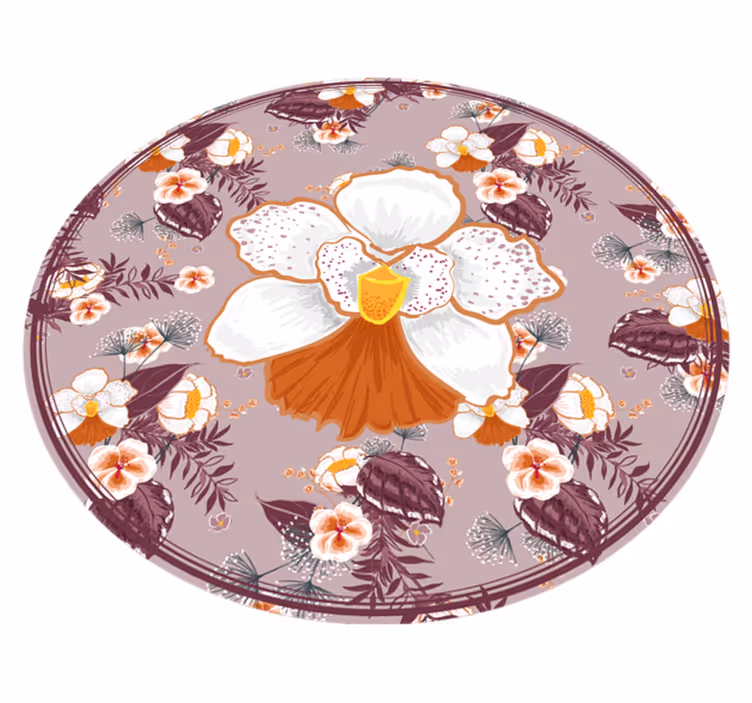 Vinyl Teppich Blumen kreis mit blumenmuster - TenStickers