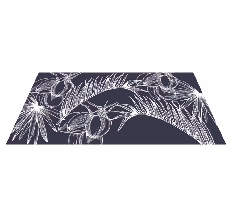 Vinyl Teppich Blumen botanische strichzeichnungen - TenStickers