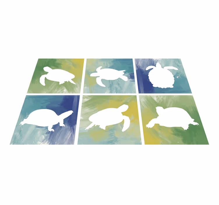 Vinyl Teppich Tiere schildkrötensilhouette-mosaik - TenStickers