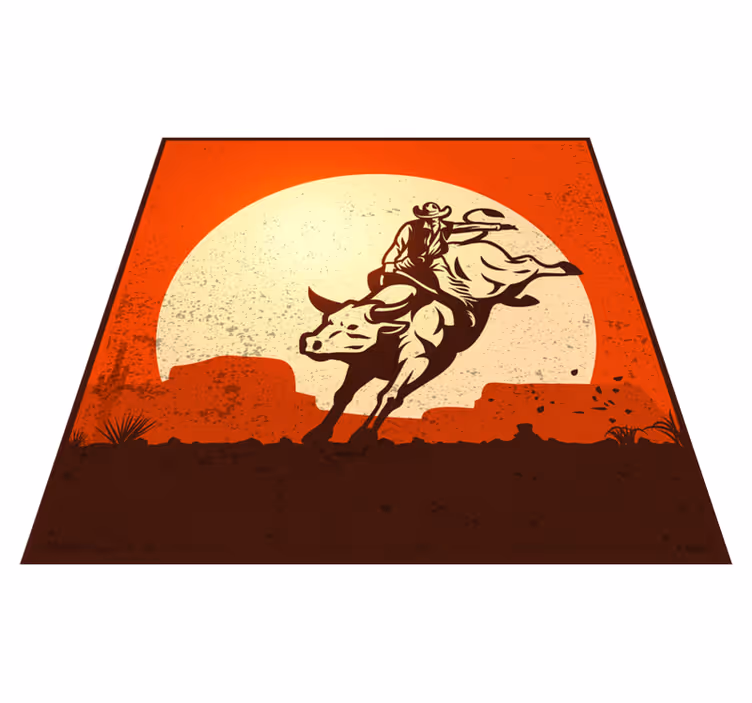 Vinyl Teppich kindlich cowboy-stier-silhouette - TenStickers