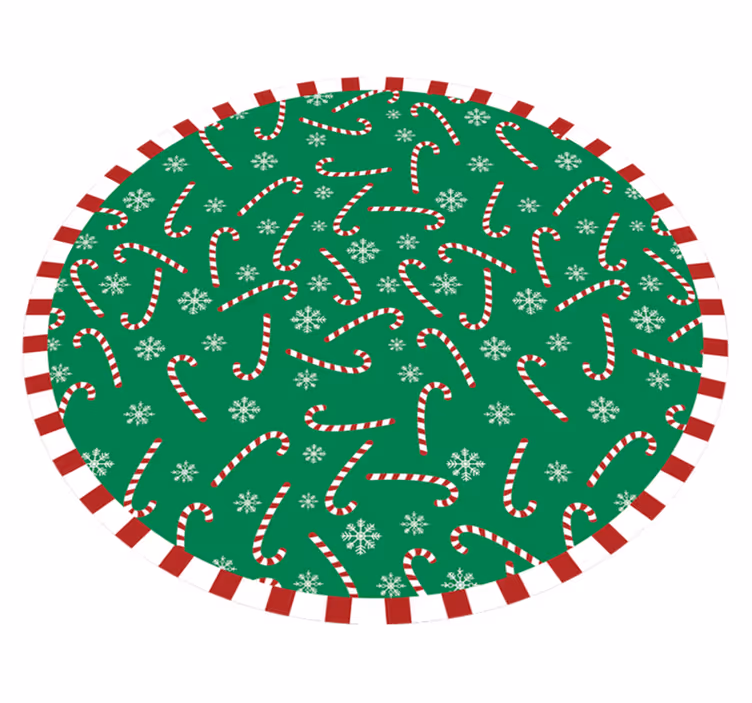 Vinyl Teppich Weihnachten zuckerstangen-kreis - TenStickers