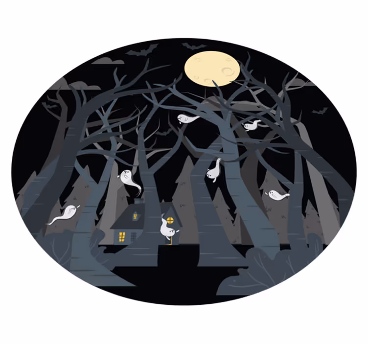 Vinyl Teppich Halloween gruselige waldszene - TenStickers