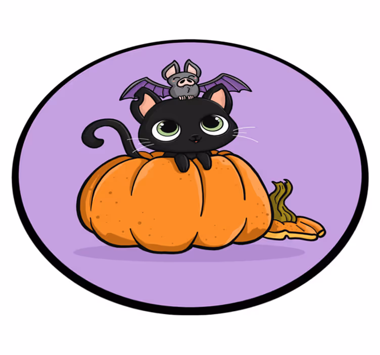 Vinyl teppich halloween fledermaus katze - TenStickers