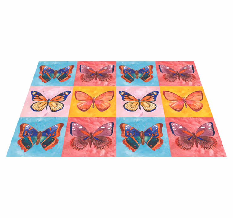 Vinyl Teppich Blumen buntes schmetterlingsarrangement - TenStickers