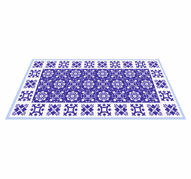 Vinyl Teppich Badezimmer blaues keramikmuster - TenStickers