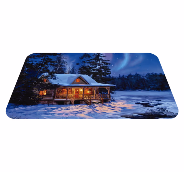 Vinyl Teppich Weihnachten winterhüttenszene - TenStickers