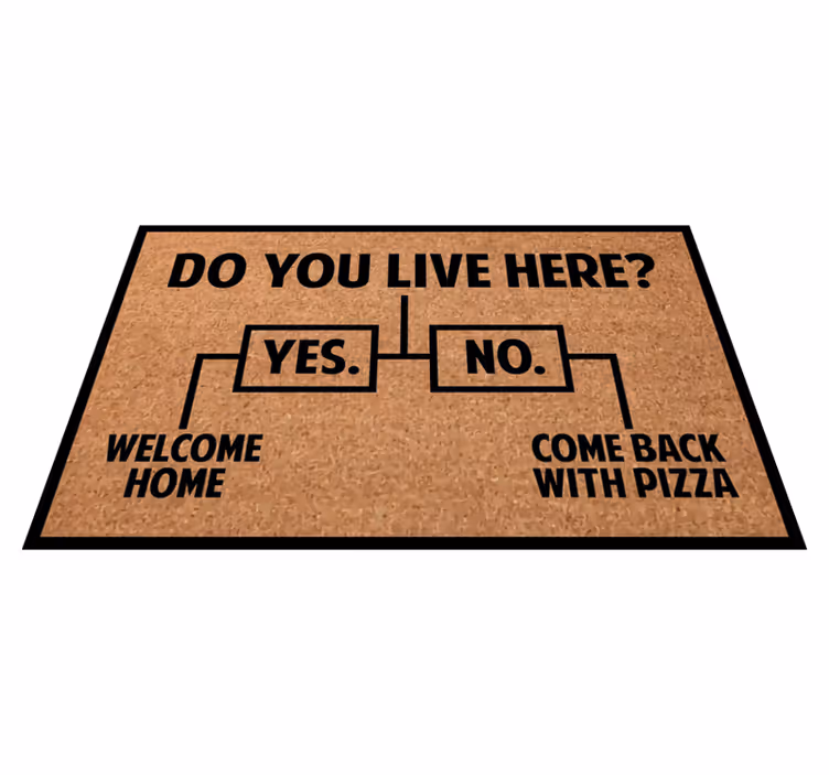 Vinyl Teppich Text willkommen zu hause pizza - TenStickers