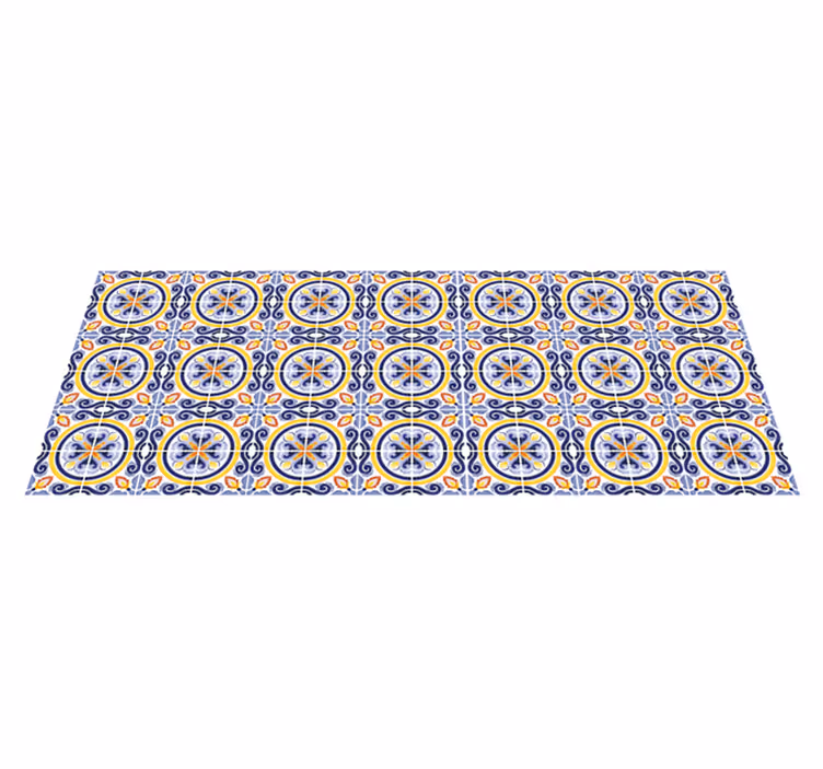 Vinyl Teppich Fliesenoptik kompliziertes mediterranes motiv - TenStickers