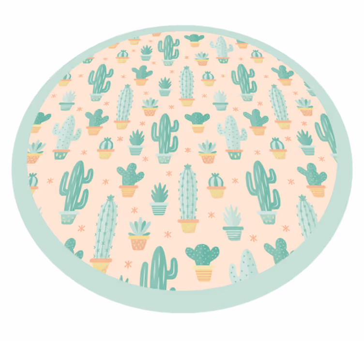 Vinyl Teppich Kinder kakteen kreisförmiges muster - TenStickers