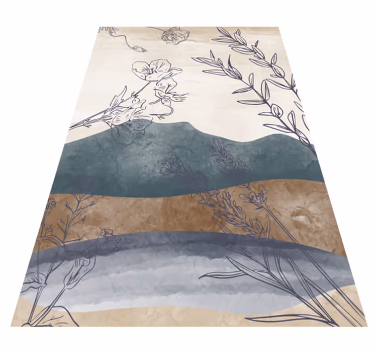 Vinyl Teppich Blumen botanische silhouette - TenStickers